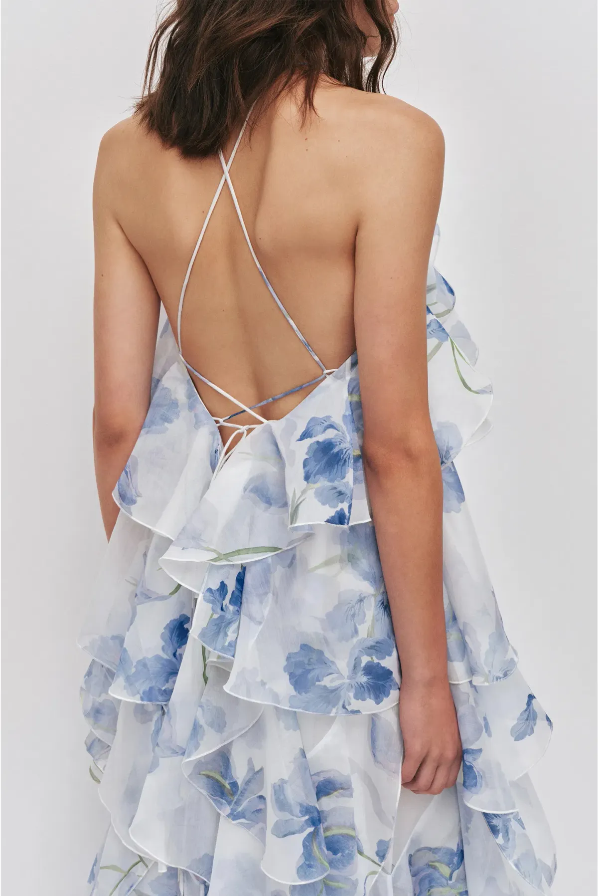 Aje Pandorea Layered Maxi Dress in Iris Blue and White Size S/AU 8 - Image 3