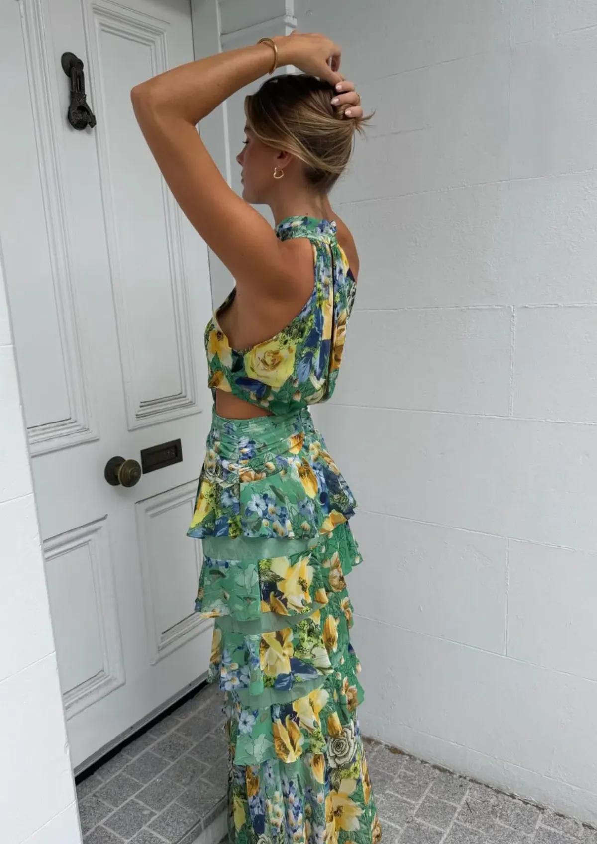 Elliatt Gardenia Halter Maxi Dress in Green Size S/AU 8 - Image 5