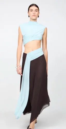 Bec & Bridge - Conni Asym Midi Dress – Arctic Blue / Dark Chocolate- Size 8  for rent on The Volte - image 7