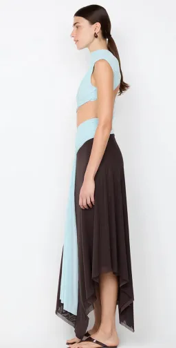 Bec & Bridge - Conni Asym Midi Dress – Arctic Blue / Dark Chocolate- Size 8  for rent on The Volte - image 6