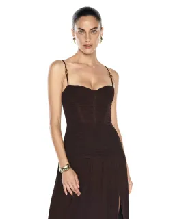 Manning Cartell Double Time Pleat Dress Dark Chocolate Brown AU Size 12 for rent on The Volte - image 4