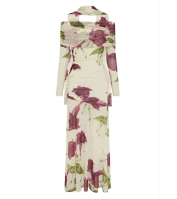 By Nicola Belle Maxi Dress in Bordeaux Floral - Size M / AU 10 for rent on The Volte - image 3