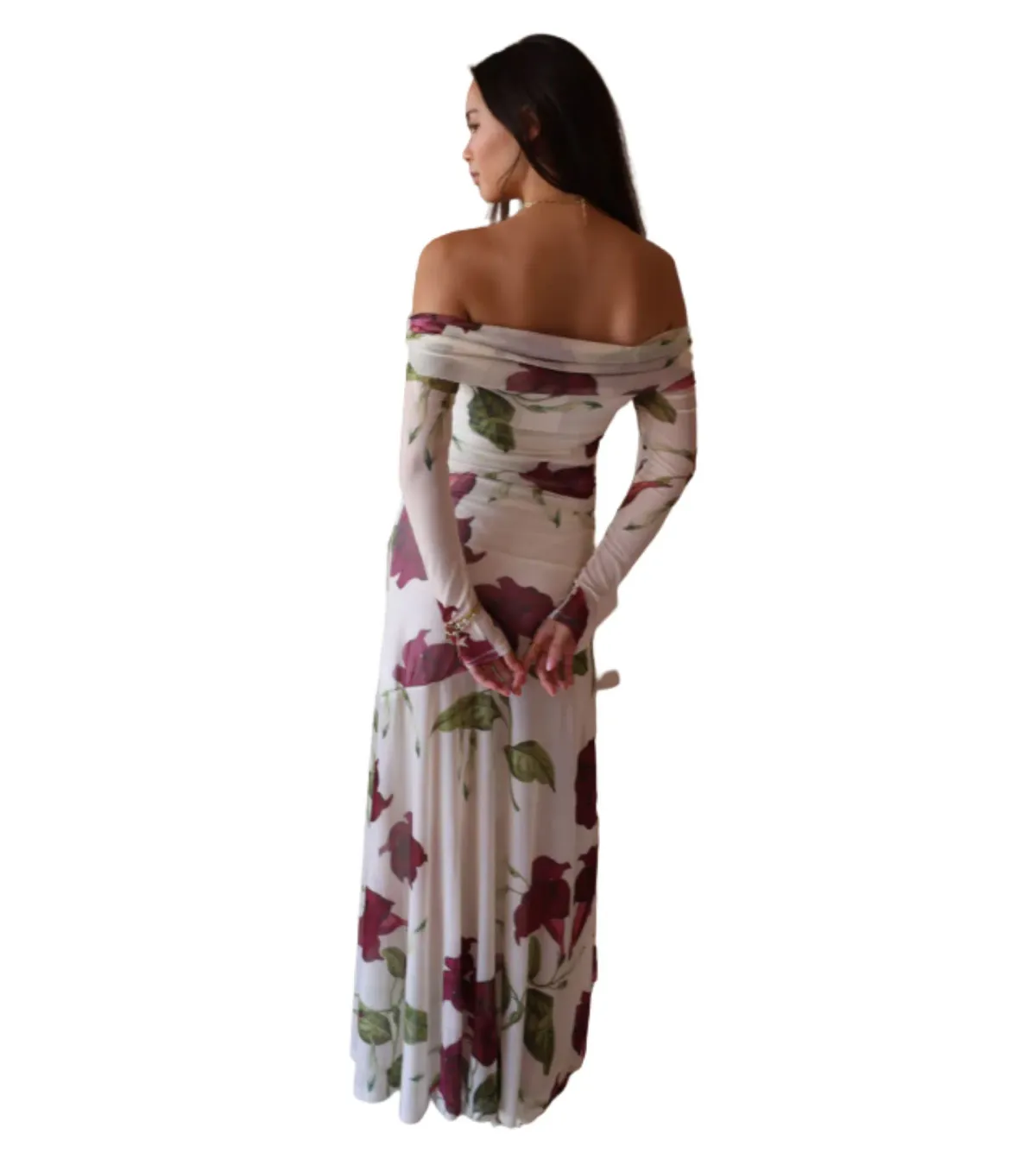 By Nicola Belle Maxi Dress in Bordeaux Floral - Size M / AU 10 - Image 2
