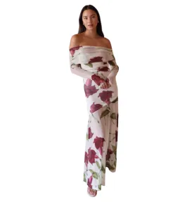 By Nicola Belle Maxi Dress in Bordeaux Floral - Size M / AU 10 for rent on The Volte - image 1