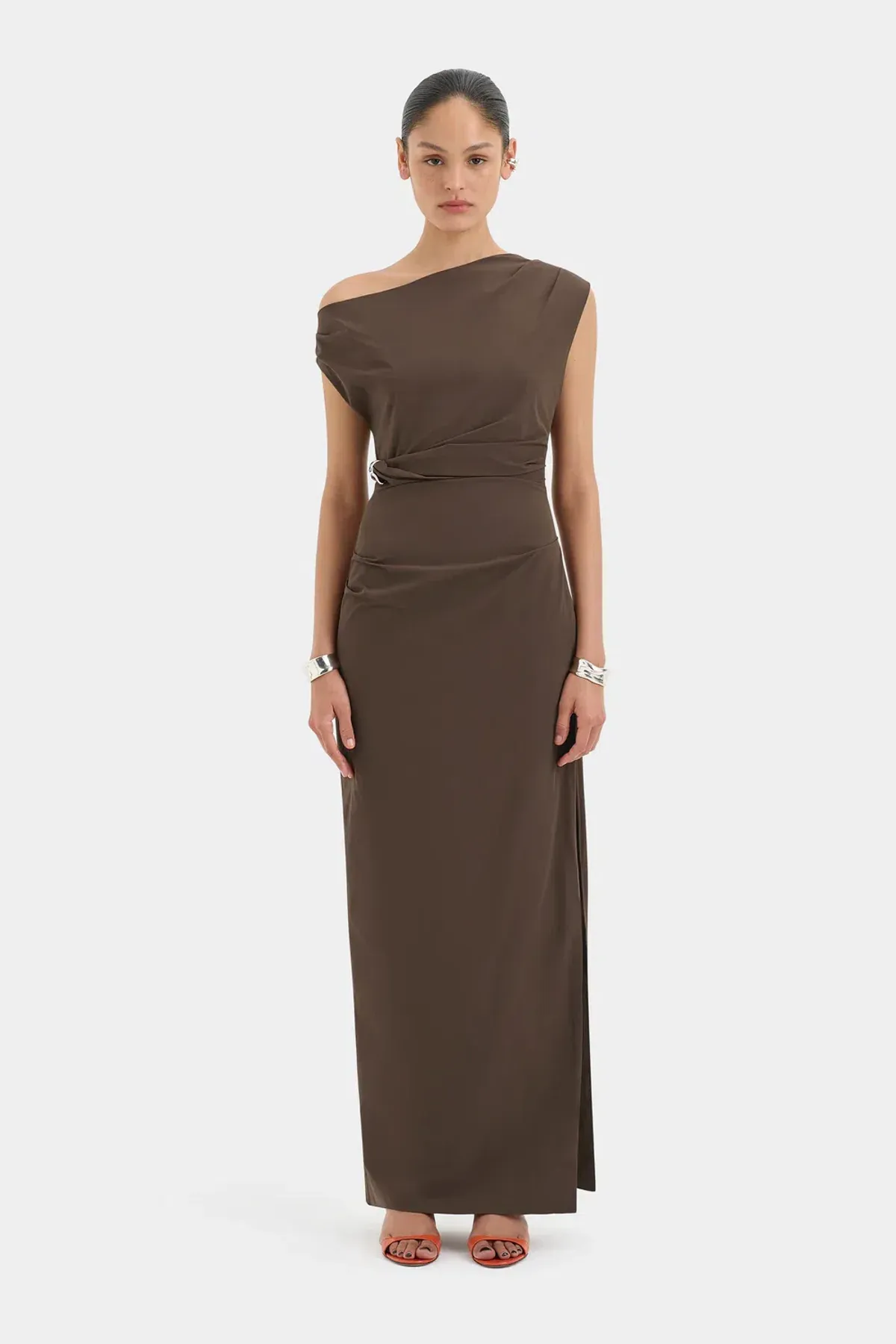 Sir Sol Off Shoulder Gown Mocha Brown Size 1 / 8 AU - Image 1