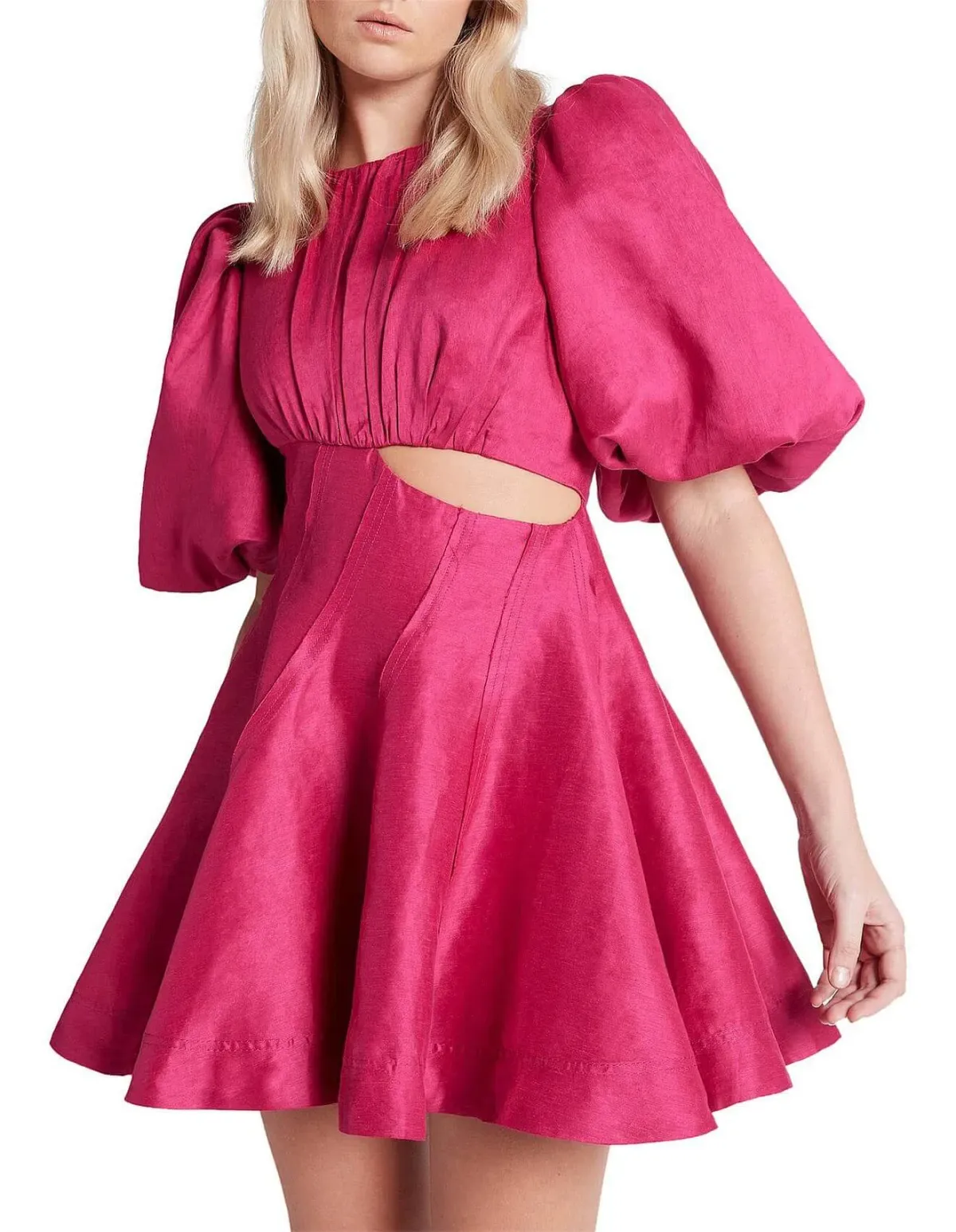 AJE Admiration Asymmetrical Mini Dress- Pink AU8 - Image 1