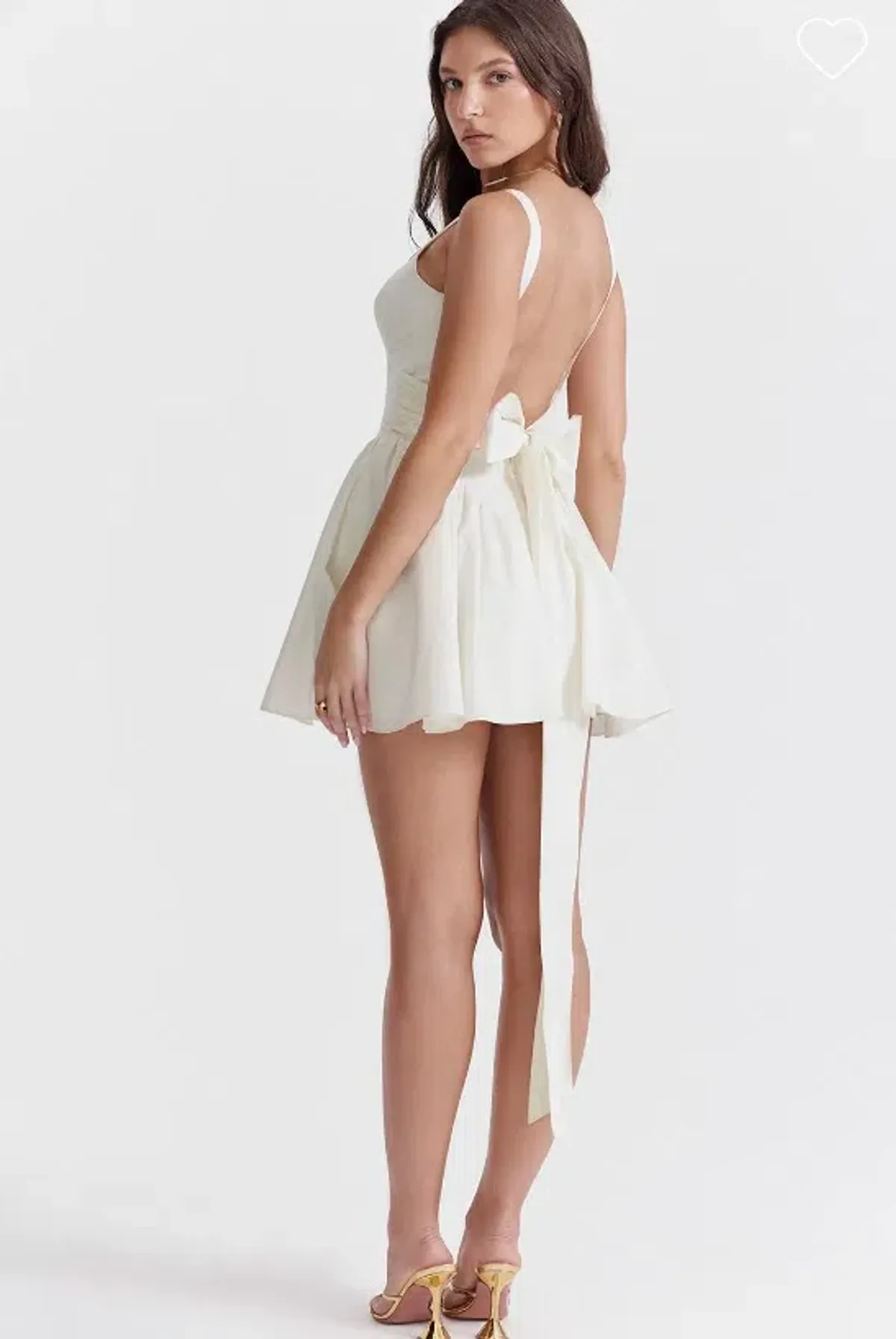 House of CB Florianne Bow Back Backless Mini Dress Ivory Size L / AU 12 - Image 3