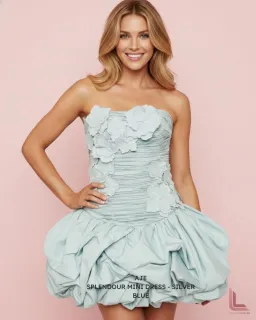 Aje Splendour Mini Dress - Silver blue for rent on The Volte - image 1