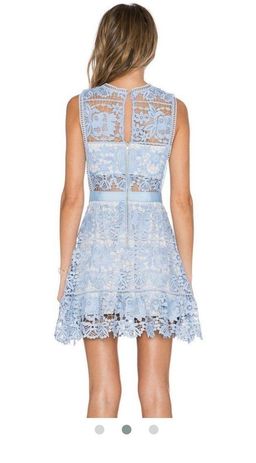 Self Portrait Lace Peplum Mini Dress Blue Size 8 for rent on The Volte - image 3
