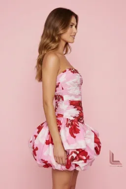 Aje Violette Bubble Hem Mini Dress - Pink boldy for rent on The Volte - image 3