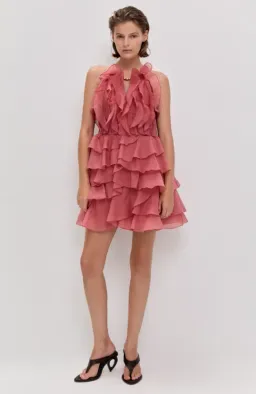 AJE Cleo Mini Dress Spiced Coral Size 10 for rent on The Volte - image 1