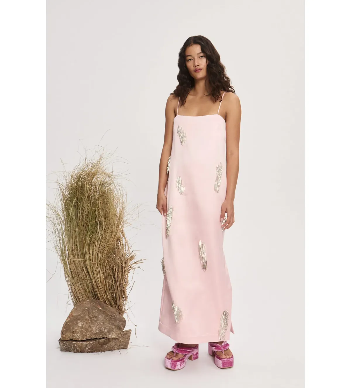 Alemais Cindy Embellished Slip Dress Pink Size AU8 - Image 1