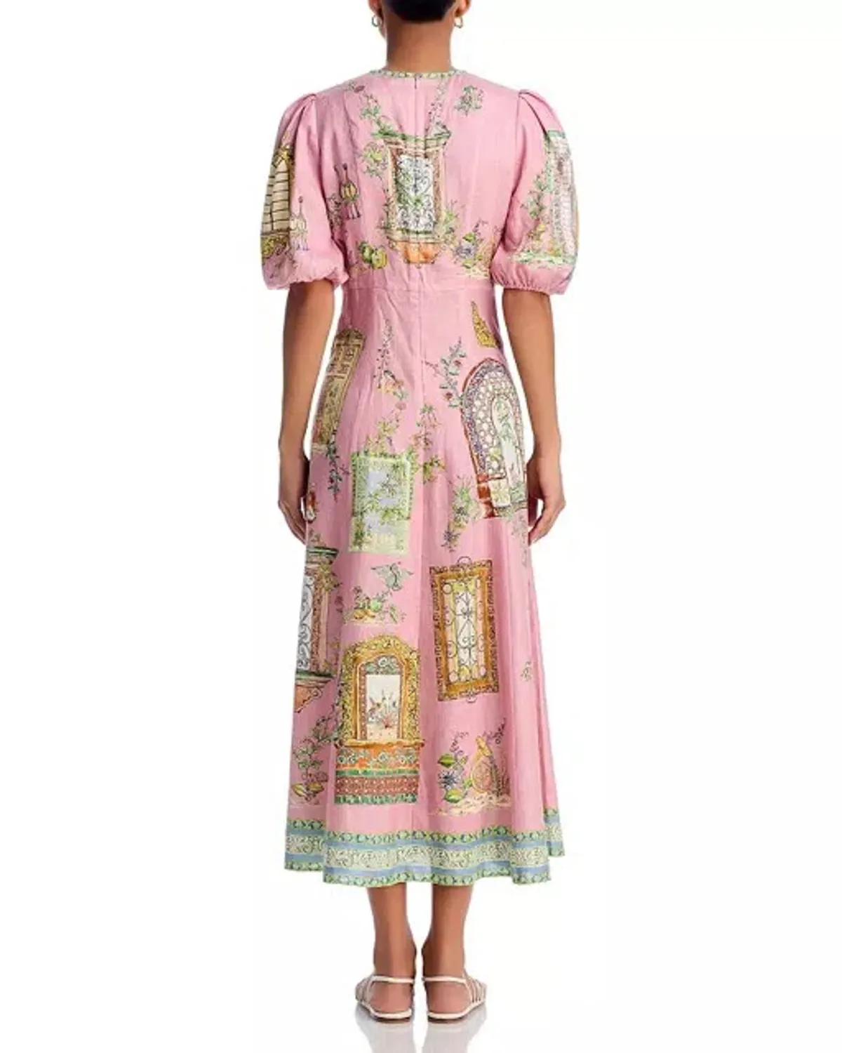 ALEMAIS Monte Midi Dress Pink Print Size 8 AU - Image 12