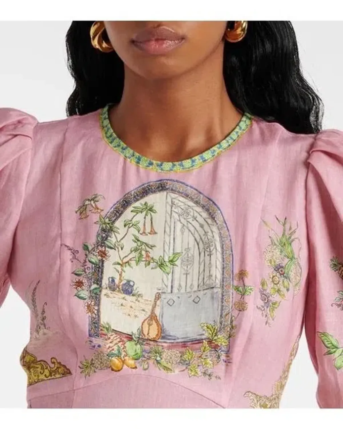 ALEMAIS Monte Midi Dress Pink Print Size 8 AU - Image 2