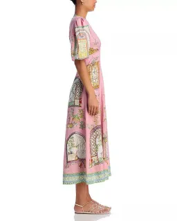 ALEMAIS Monte Midi Dress Pink Print Size 8 AU for rent on The Volte - image 13