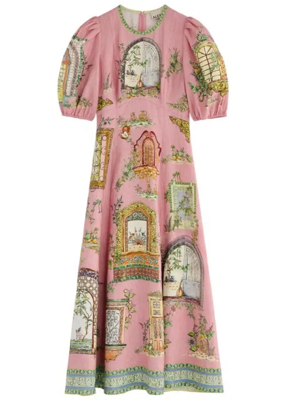 ALEMAIS Monte Midi Dress Pink Print Size 8 AU - Image 6