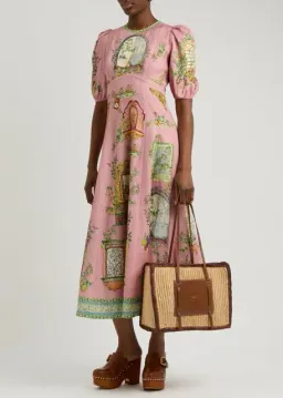 ALEMAIS Monte Midi Dress Pink Print Size 8 AU for rent on The Volte - image 8