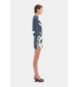 Sir The Label Lilou Long Sleeve Mini Dress in Liora Charcoal Blue Size 2/AU10 for rent on The Volte - image 2