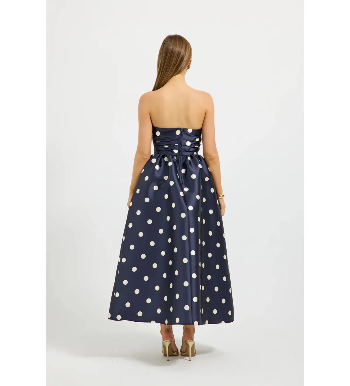 Pasduchas Dottie Strapless Midi Dress in Navy Size AU6 - Image 3