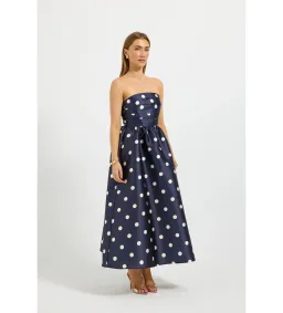 Pasduchas Dottie Strapless Midi Dress in Navy Size AU6 for rent on The Volte - image 2