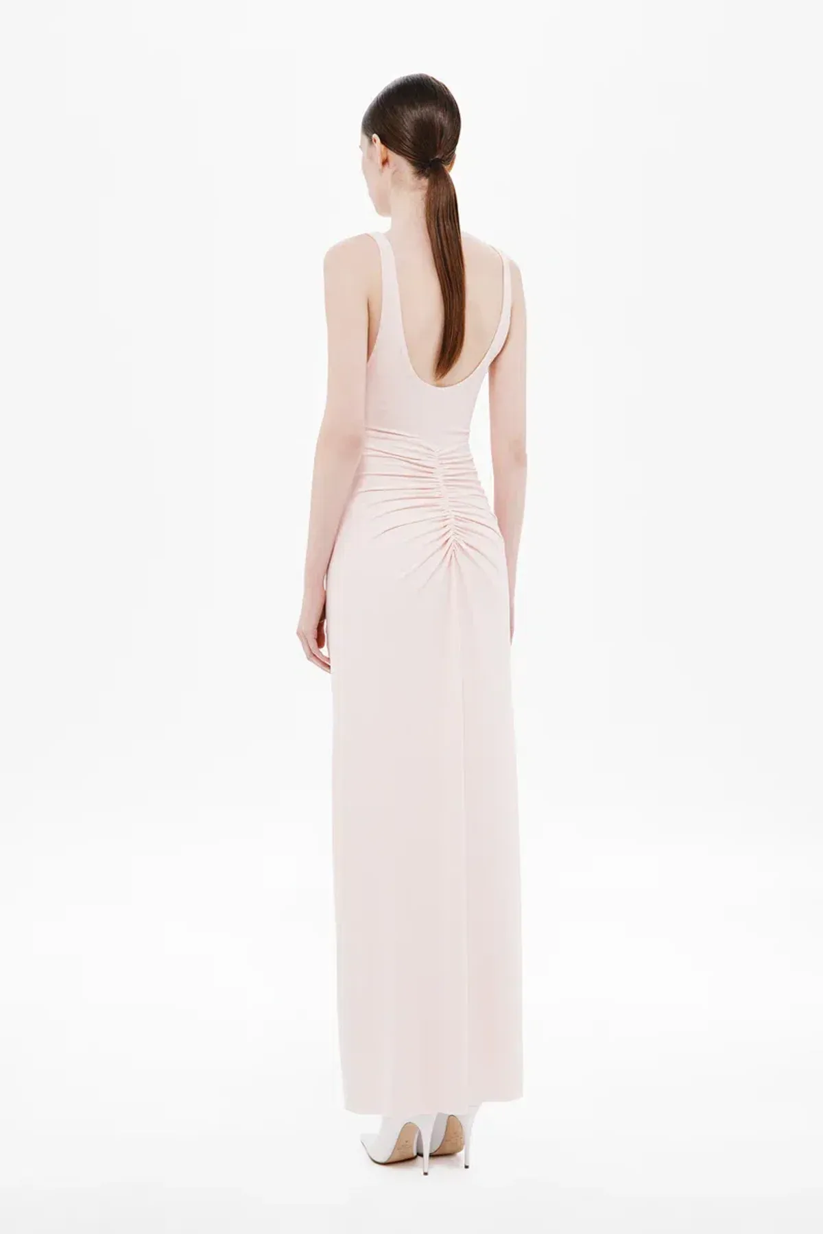 New MISHA "The Gisele" Jersey Dress in Dusty Pink, - Size 10 / S - Mesh Maxi Gown - Image 5