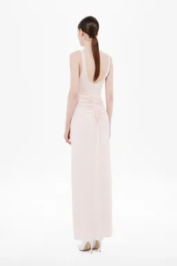 New MISHA "The Gisele" Jersey Dress in Dusty Pink, - Size 10 / S - Mesh Maxi Gown for rent on The Volte - image 5