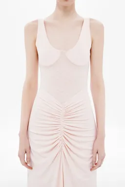 New MISHA "The Gisele" Jersey Dress in Dusty Pink, - Size 10 / S - Mesh Maxi Gown for rent on The Volte - image 4