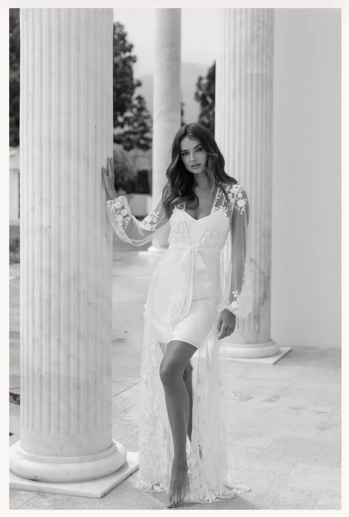 Le Rose Steffanie Beaded Floral Lace Maxi Bridal Robe -includes Slip - Image 2