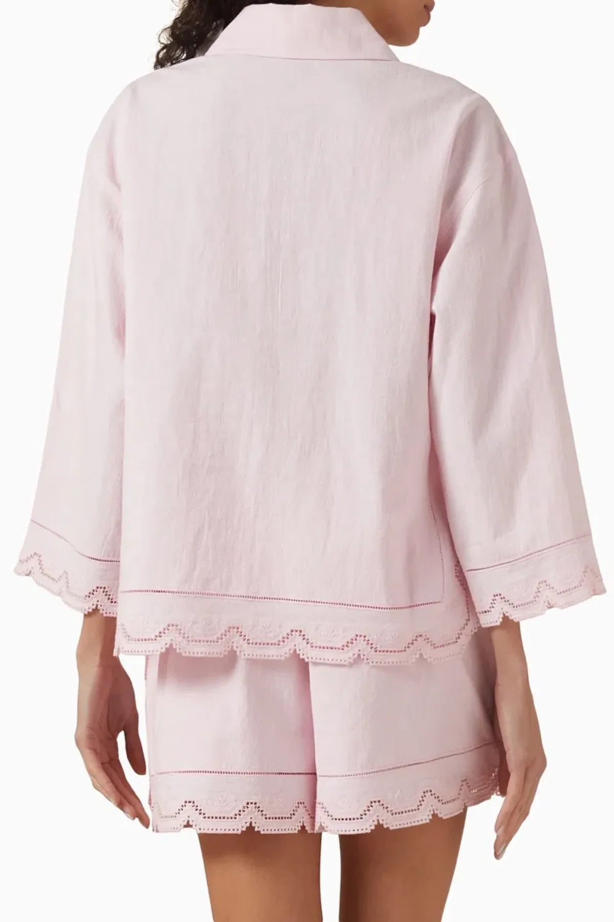 OROTON Tablecloth Lace Top & Lace Shorts Ballet Pink Size 10 AU - Image 5
