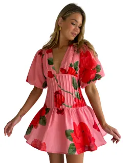 By Nicola Neve Mini Dress in Raspberry Bloom Size 10 for rent on The Volte - image 1