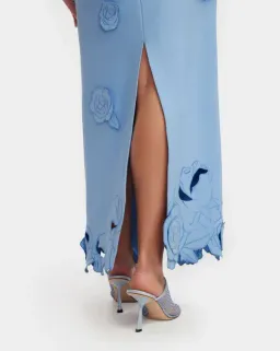 Leo Lin Applique Bustier Maxi Dress in Pastel Blue Size 8 for rent on The Volte - image 2