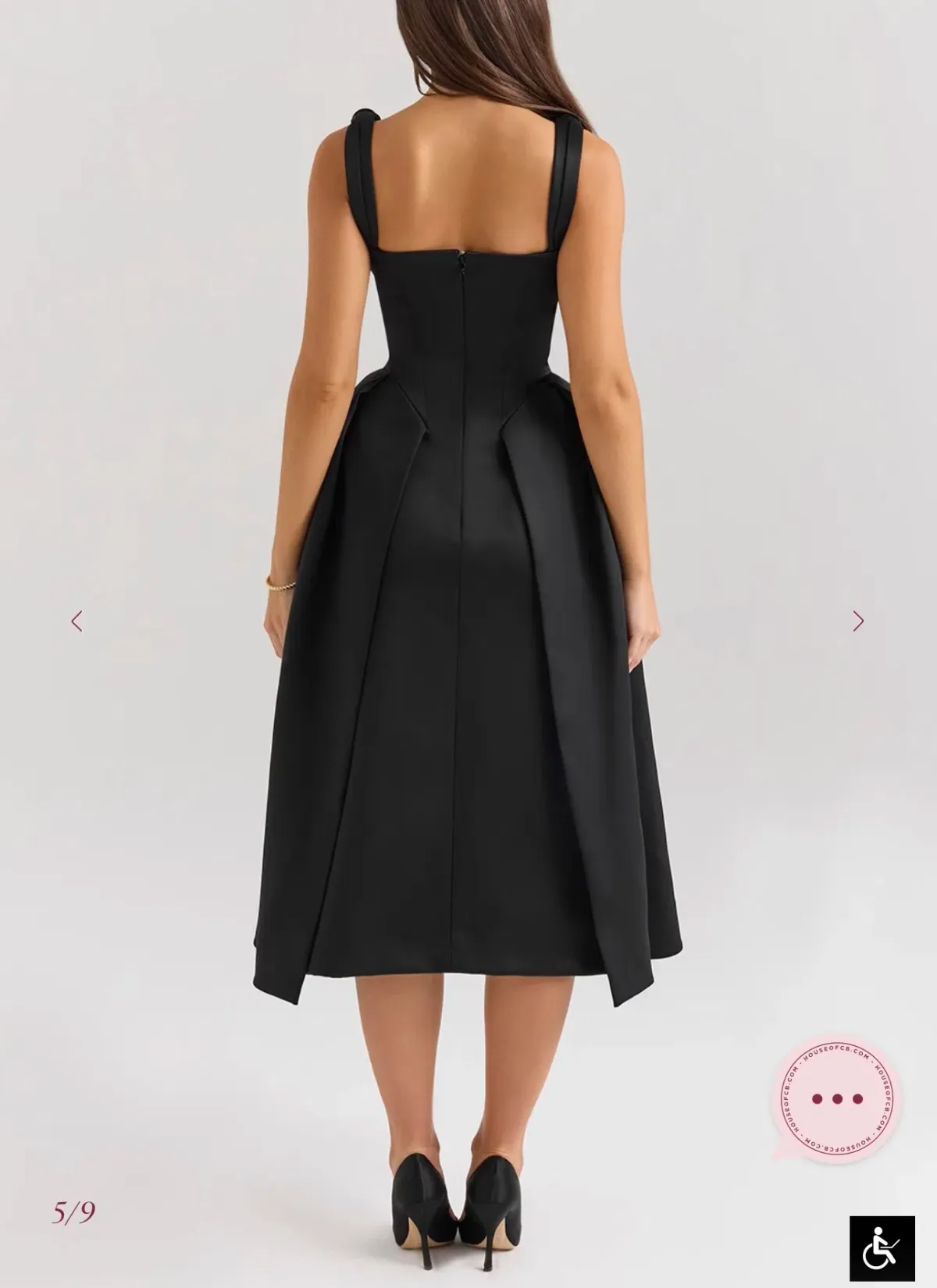 House of CB Paloma Black Satin Twist Strap Midi Dress - Image 4