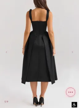 House of CB Paloma Black Satin Twist Strap Midi Dress for rent on The Volte - image 4