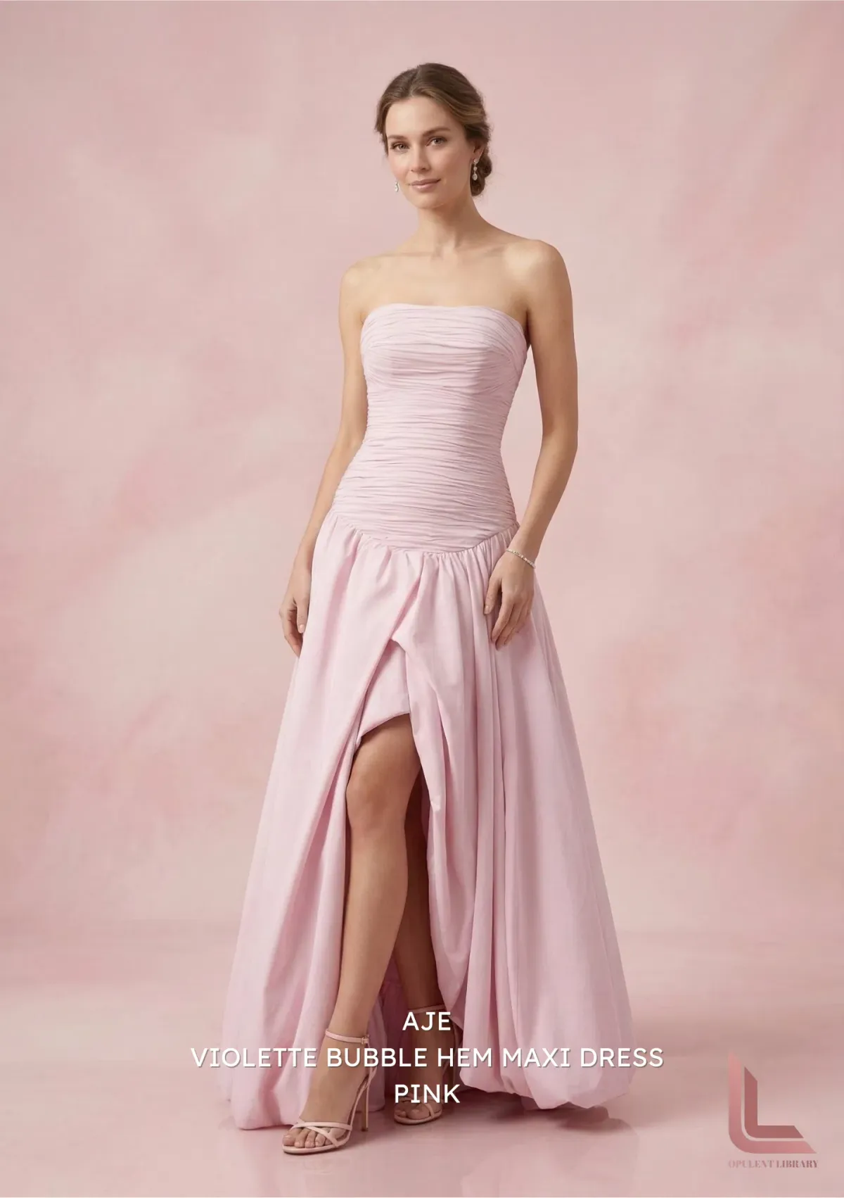 Aje Violette Bubble Hem Maxi Dress PINK - Image 1