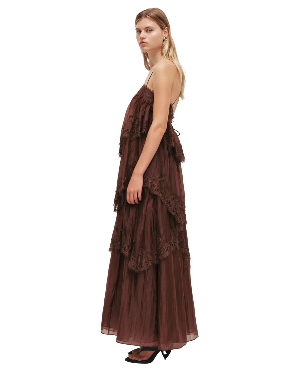 Aje Ophelia Lace Gown Chocolate Brown Size 12 - Image 3