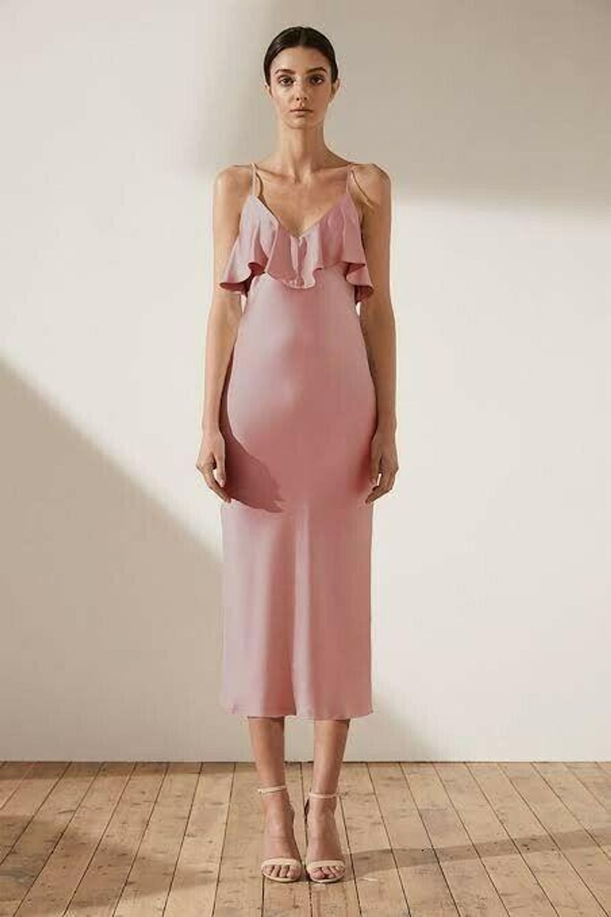  Bias Ruffled Midi Dress - Image 1