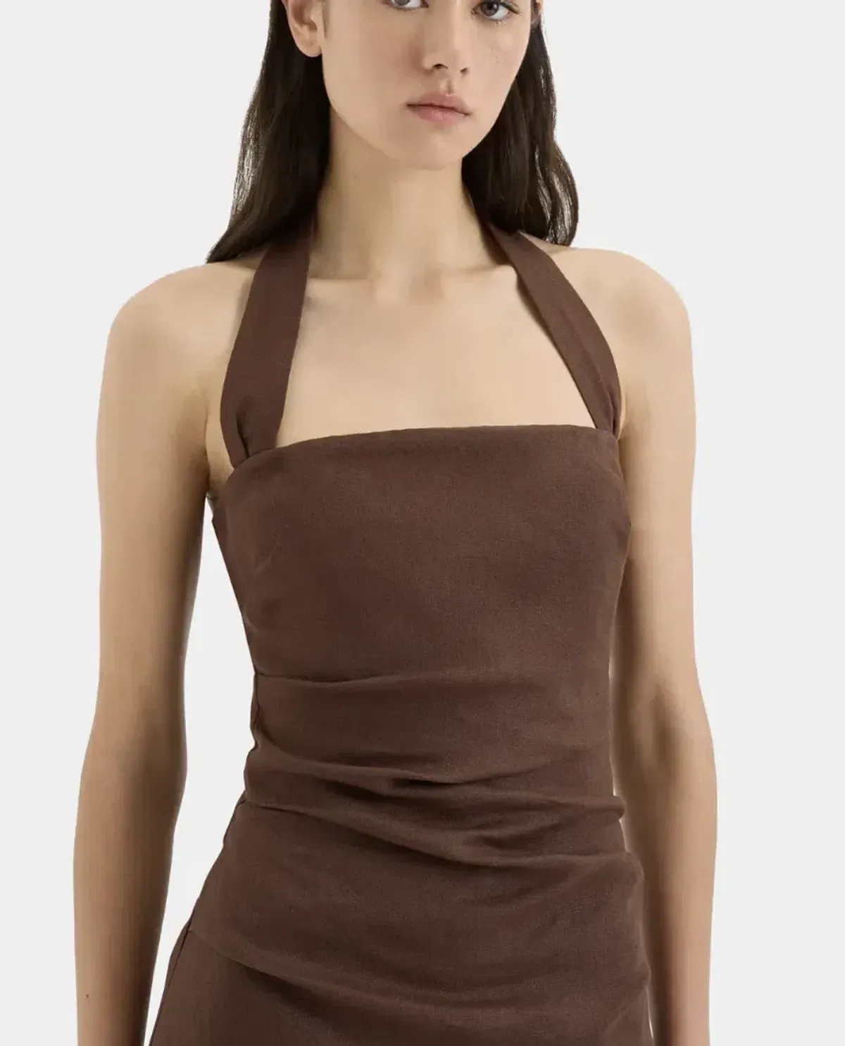 Sir the Label - Naomi Halter Mini Dress - Chocolate - Image 3