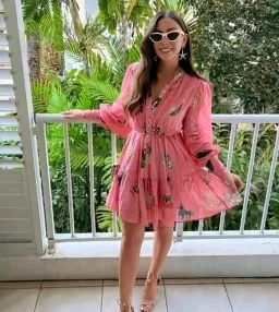 Alemais Cleo Mini Smock Dress in Pink Size AU 12 for rent on The Volte - image 3