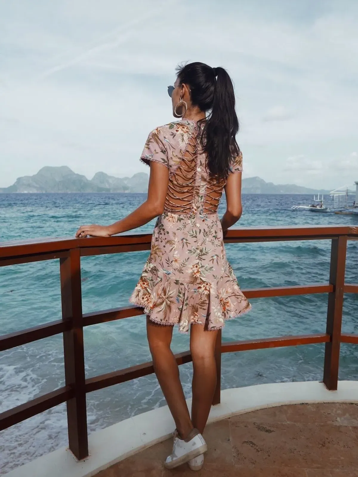 ZIMMERMANN TROPICALE LATTICE MINI DRESS PINK FLORAL | Size 0 AU 8 - Image 3