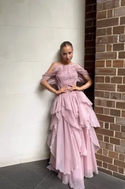 NISHA GOWN | FAWN PINK - SIZE 6 for rent on The Volte - image 1