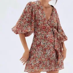 MINKPINK Gabae Floral Wrap Mini Dress – Size S for rent on The Volte - image 1