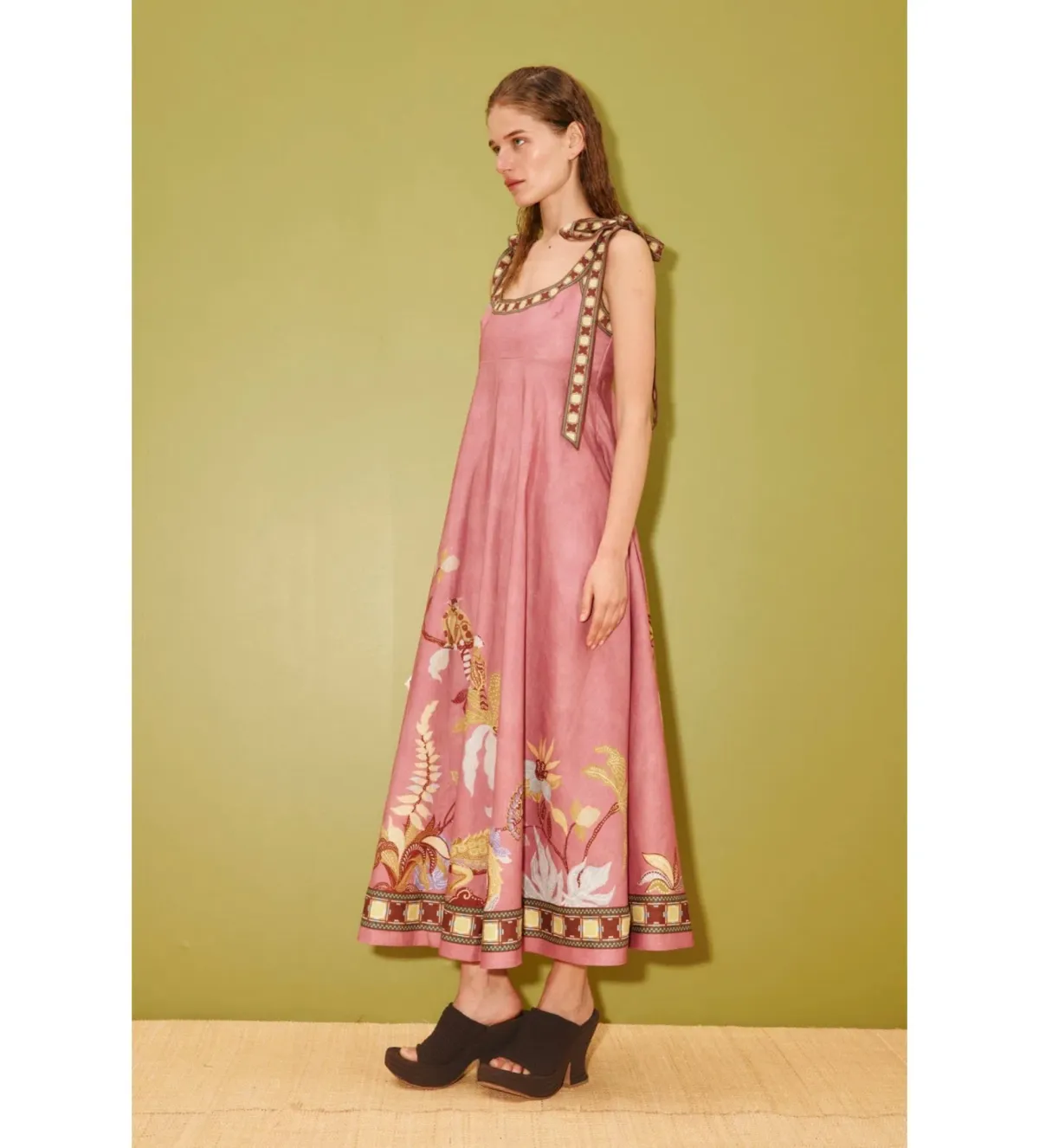 Alemais Zuri Ballet Midi Dress Pink Print Size 10 - Image 2