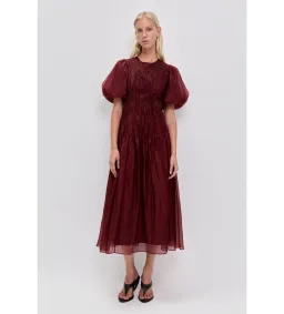 Aje Ophelia Lace Midi Dress in Mahogany Size AU10 for rent on The Volte - image 1