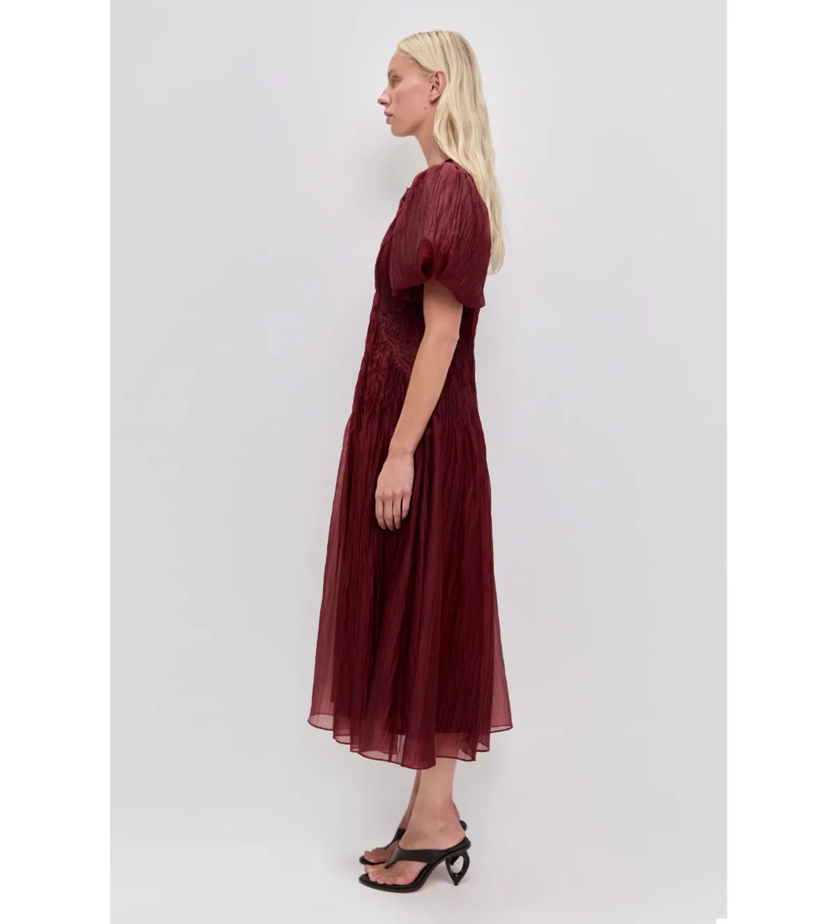 Aje Ophelia Lace Midi Dress in Mahogany Size AU10 - Image 2