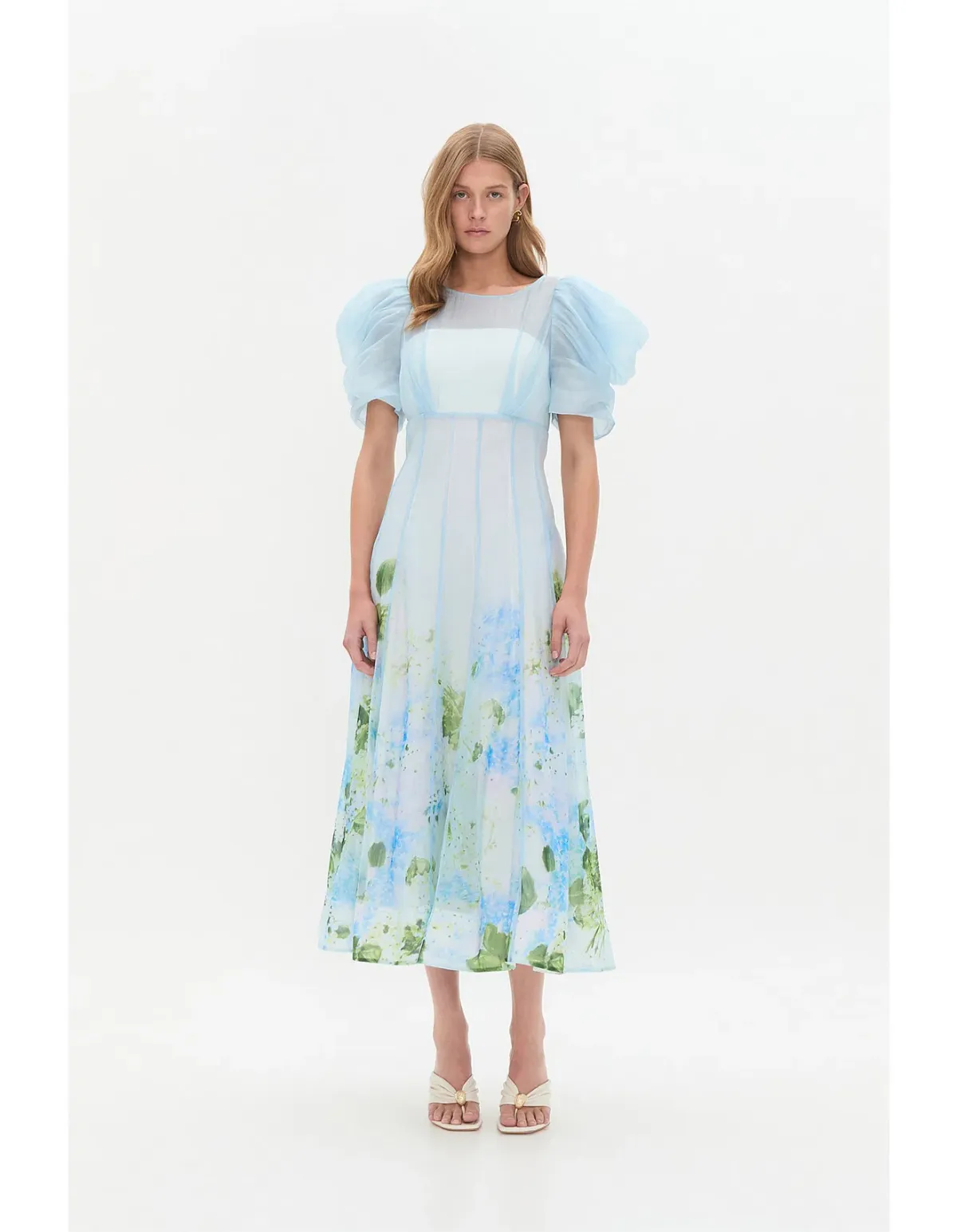 Aje Clementine Midi Dress Blue Hydrangea Size 14 - Image 1
