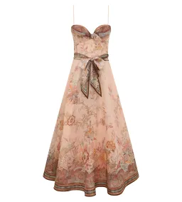 Zimmermann Alchemy Structured Midi Dress Pink Paisley Size 1/AU 10 for rent on The Volte - image 1