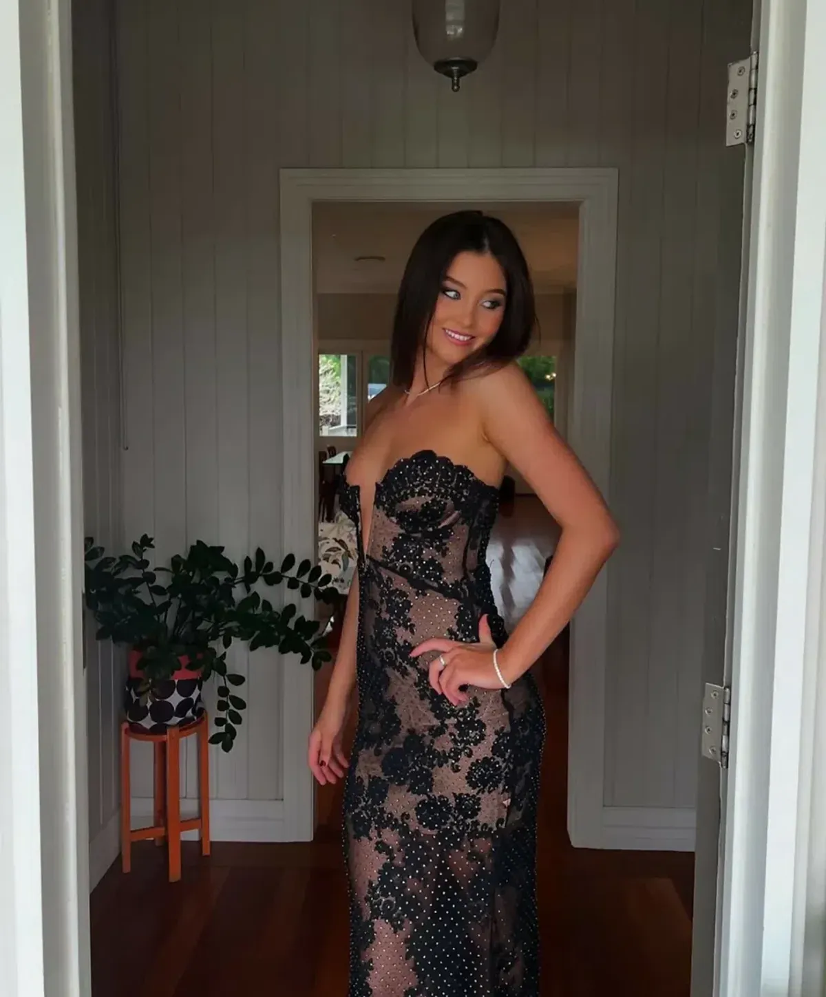 Self Portrait Rhinestone Lace Maxi Dress Size 10 - Image 1