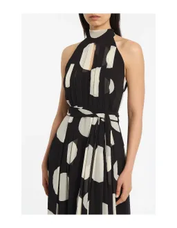 Carla Zampatti Noir Spot Tie Neck Wrap Dress Multi Size 12 for rent on The Volte - image 4