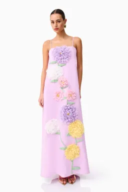 Elliatt Buttercup Embroidered Maxi Dress Purple Size AU 12 for rent on The Volte - image 1