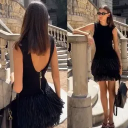 AJE Raffia Rushes Dress Black Size Large / 12 AU for rent on The Volte - image 1